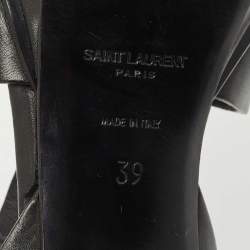 مملوكة مسبقًا صندل سان لوران تريبيوت بلاتفورم جلد أسود مقاس 39