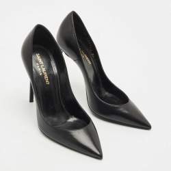 Pre Owned Saint Laurent Black Leather Anja Pumps Size 34