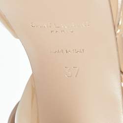 Pre Owned Saint Laurent Beige Patent Leather Tribute Platform Sandals Size 37