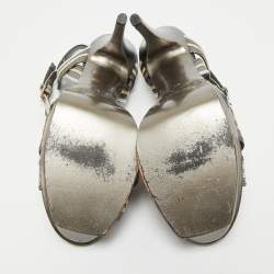 Pre Owned Saint Laurent Metallic Leather Tribute Sandals Size 41