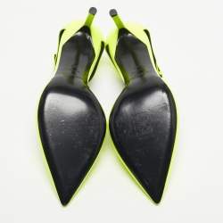 Pre Owned Saint Laurent Lime Green Patent Leather Anja Ankle Strap Pumps Size 39