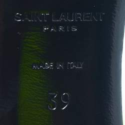 Pre Owned Saint Laurent Lime Green Patent Leather Anja Ankle Strap Pumps Size 39
