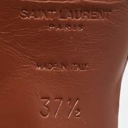 مملوكة مسبقًا صندل سان لوران تريبيوت جلد بني بنعل سميك مقاس 37.5