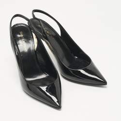 Pre Owned Saint Laurent Black Patent Leather Opyum Slingback Pumps Size 37