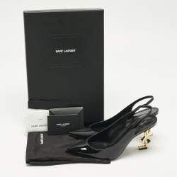 Pre Owned Saint Laurent Black Patent Leather Opyum Slingback Pumps Size 37