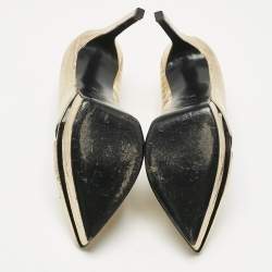 Pre Owned Saint Laurent Gold Lizard Embossed Leather Platform Pumps Size 38.5