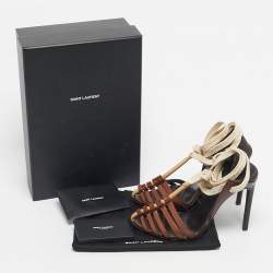 Pre Owned Saint Laurent Brown Leather Majorelle Lace Up Pumps Size 38.5