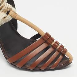 Pre Owned Saint Laurent Brown Leather Majorelle Lace Up Pumps Size 38.5