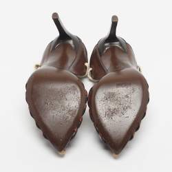 Pre Owned Saint Laurent Brown Leather Majorelle Lace Up Pumps Size 38.5