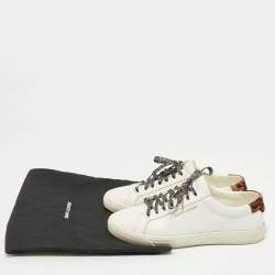 Pre Owned Saint Laurent White Leather and Pony Hair Leopard Print Andy Low Top Sneakers Size 38