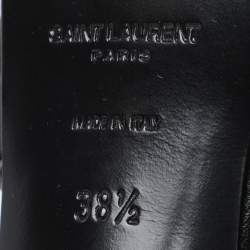 مملوكة مسبقًا Saint Laurent Black Leather Tribute Ankle Strap Sandals Size 38.5