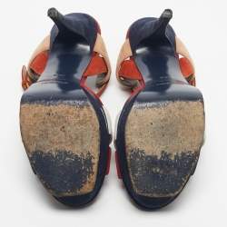 Pre Owned Saint Laurent Multicolor Suede Tribute Ankle Strap Sandals Size 38.5