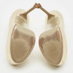 Pre Owned Saint Laurent Gold Leather Tribtoo Platform Pumps Size 38.5