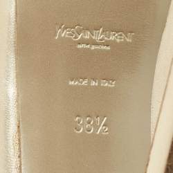 Pre Owned Saint Laurent Gold Leather Tribtoo Platform Pumps Size 38.5