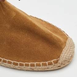 Pre Owned Saint Laurent Brown Suede Fringe Espadrille Lace Up Sneaker Boots Size 37