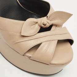 Pre Owned Saint Laurent Beige Leather Candy Platform Sandals Size 39.5