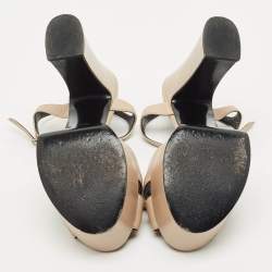 Pre Owned Saint Laurent Beige Leather Candy Platform Sandals Size 39.5