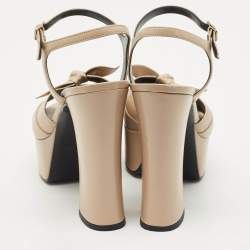 Pre Owned Saint Laurent Beige Leather Candy Platform Sandals Size 39.5