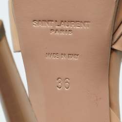 مملوكة مسبقًا صندل ساند لوران نعال سميك تريبوت جلد لامع بيج مقاس 38.5