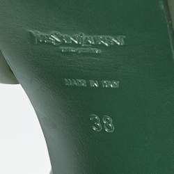 Pre Owned Saint Laurent Green Patent Leather Tribute Platform Sandals Size 38