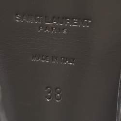 Pre Owned Saint Laurent  Grey Leather Tribute Sandals Size 38