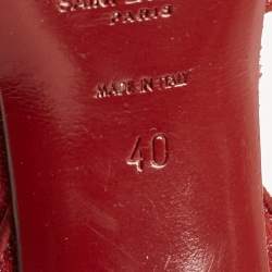 Pre Owned Saint Laurent Red Glitter Suede Tribute Platform Sandals Size 40