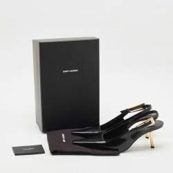 Pre Owned Saint Laurent Black Leather Lee Slingback Pumps Size 40