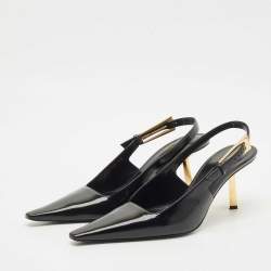 Pre Owned Saint Laurent Black Leather Lee Slingback Pumps Size 40
