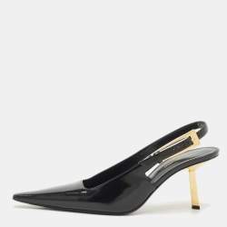 Pre Owned Saint Laurent Black Leather Lee Slingback Pumps Size 40