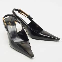 Pre Owned Saint Laurent Black Leather Lee Slingback Pumps Size 40