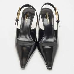 Pre Owned Saint Laurent Black Leather Lee Slingback Pumps Size 40