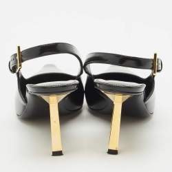 Pre Owned Saint Laurent Black Leather Lee Slingback Pumps Size 40