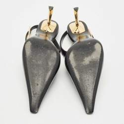 Pre Owned Saint Laurent Black Leather Lee Slingback Pumps Size 40