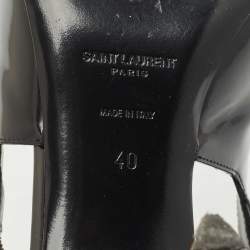 Pre Owned Saint Laurent Black Leather Lee Slingback Pumps Size 40