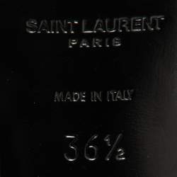 Pre Owned Saint Laurent Black/Beige Floral Lace and Leather Tribute Platform Sandals Size 36.5