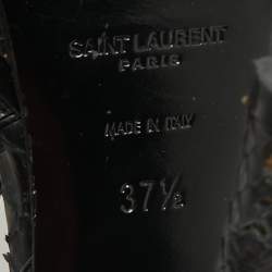 مملوكة مسبقًا Saint Laurent Black/Gold Snakeskin Tribute Platform Sandals Size 37.5