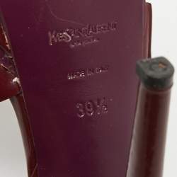 Pre Owned Saint Laurent Burgundy Patent Leather Platform Sandals Size 39.5