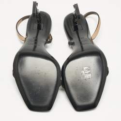 Pre Owned Saint Laurent Black/Brown Leather Opyum Slingback Sandals Size 39