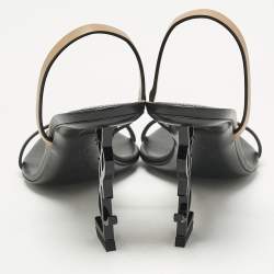 Pre Owned Saint Laurent Black/Brown Leather Opyum Slingback Sandals Size 39