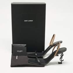 Pre Owned Saint Laurent Black/Brown Leather Opyum Slingback Sandals Size 39