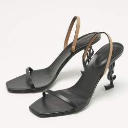 Pre Owned Saint Laurent Black/Brown Leather Opyum Slingback Sandals Size 39