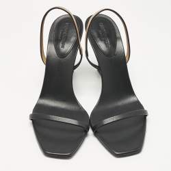 Pre Owned Saint Laurent Black/Brown Leather Opyum Slingback Sandals Size 39