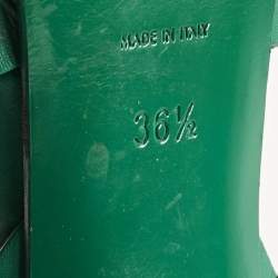 Pre Owned Saint Laurent Green Leather Tribute Platform Sandals Size 36.5