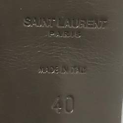 Pre Owned Saint Laurent  Grey Leather Ankle Strap Sandals Size 40