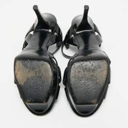 Pre Owned Saint Laurent Black Patent Leather Platform Sandals Size 40.5