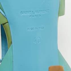 Pre Owned Saint Laurent Two Tone Patent Leather Platform Sandals Size 40