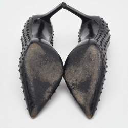 Pre Owned Saint Laurent Black Leather Studded Pointed Toe Pumps Size 38
