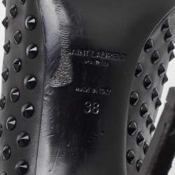 Pre Owned Saint Laurent Black Leather Studded Pointed Toe Pumps Size 38