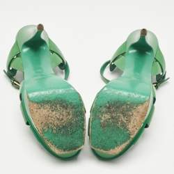 Pre Owned Saint Laurent Green Patent Leather Tribute Platform Sandals Size 39