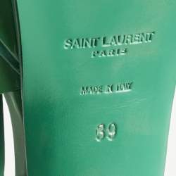 Pre Owned Saint Laurent Green Patent Leather Tribute Platform Sandals Size 39